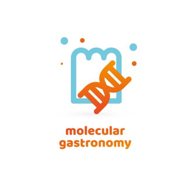 Vektör tasarım logo deneysel mutfağı. Gıda piktogram, soyut simgesi pişirme