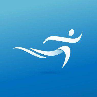 Vektör tasarım logo spor siluet. Adam piktogram, aktif yaşam tarzı soyut simgesi