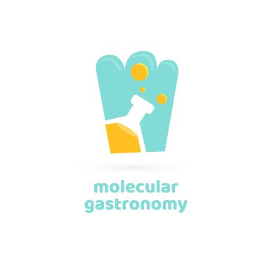 Vektör tasarım logo deneysel mutfağı. Gıda piktogram, soyut simgesi pişirme