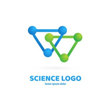Vektör tasarım logo laboratuvarı. Molekül piktogram, kimya soyut simgesi