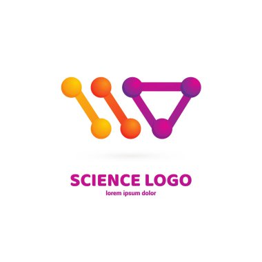 Vektör tasarım logo laboratuvarı. Molekül piktogram, kimya soyut simgesi