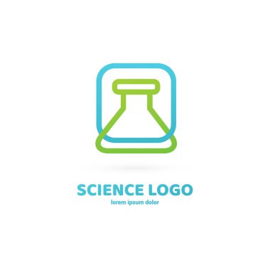 Vektör tasarım logo laboratuvarı. Molekül piktogram, kimya soyut simgesi
