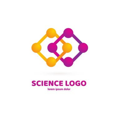 Vektör tasarım logo laboratuvarı. Molekül piktogram, kimya soyut simgesi