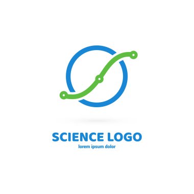 Vektör tasarım logo laboratuvarı. Molekül piktogram, kimya soyut simgesi