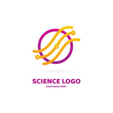 Vektör tasarım logo laboratuvarı. Molekül piktogram, kimya soyut simgesi