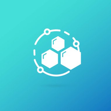 Vektör tasarım logo laboratuvarı. Molekül piktogram, kimya soyut simgesi