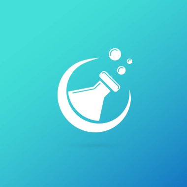 Vektör tasarım logo laboratuvarı. Molekül piktogram, kimya soyut simgesi