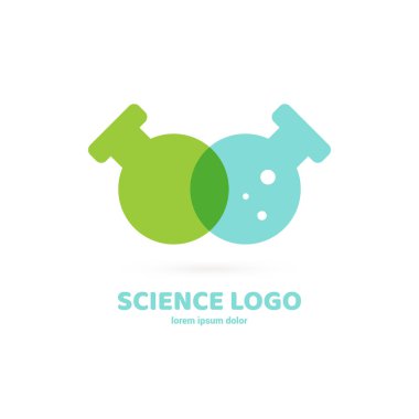 Vektör tasarım logo laboratuvarı. Molekül piktogram, kimya soyut simgesi