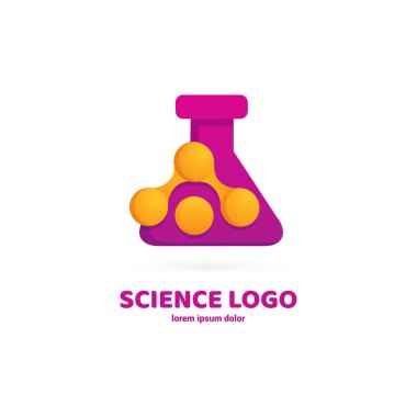 Vektör tasarım logo laboratuvarı. Molekül piktogram, kimya soyut simgesi