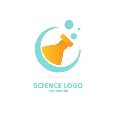 Vektör tasarım logo laboratuvarı. Molekül piktogram, kimya soyut simgesi