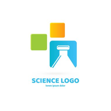 Vektör tasarım logo laboratuvarı. Molekül piktogram, kimya soyut simgesi