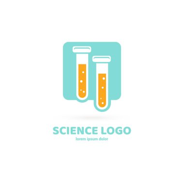 Vektör tasarım logo laboratuvarı. Molekül piktogram, kimya soyut simgesi