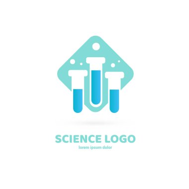 Vektör tasarım logo laboratuvarı. Molekül piktogram, kimya soyut simgesi