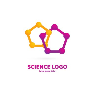 Vektör tasarım logo laboratuvarı. Molekül piktogram, kimya soyut simgesi