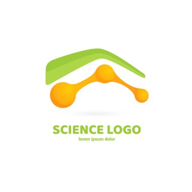 Vektör tasarım logo laboratuvarı. Molekül piktogram, kimya soyut simgesi
