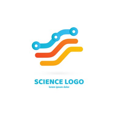 Vektör tasarım logo laboratuvarı. Molekül piktogram, kimya soyut simgesi