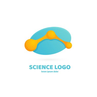 Vektör tasarım logo laboratuvarı. Molekül piktogram, kimya soyut simgesi