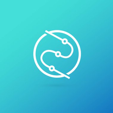 Vektör tasarım logo laboratuvarı. Molekül piktogram, kimya soyut simgesi