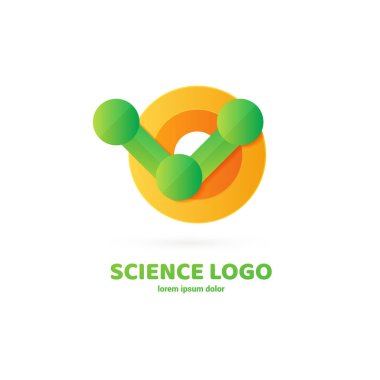 Vektör tasarım logo laboratuvarı. Molekül piktogram, kimya soyut simgesi