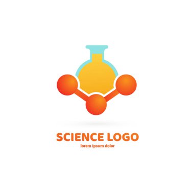 Vektör tasarım logo laboratuvarı. Molekül piktogram, kimya soyut simgesi