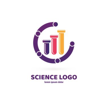 Vektör tasarım logo laboratuvarı. Molekül piktogram, kimya soyut simgesi