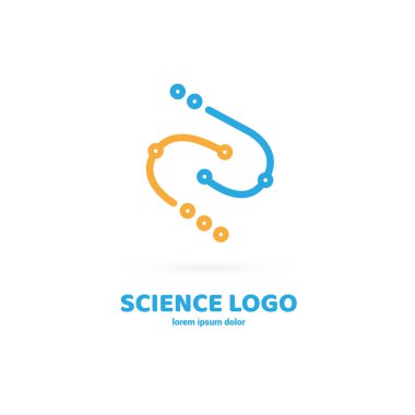 Vektör tasarım logo laboratuvarı. Molekül piktogram, kimya soyut simgesi