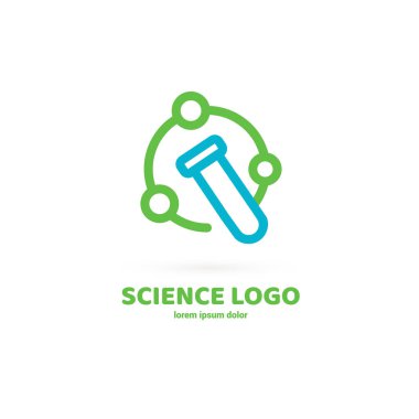 Vektör tasarım logo laboratuvarı. Molekül piktogram, kimya soyut simgesi