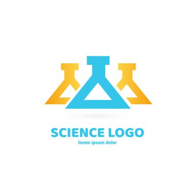 Vektör tasarım logo laboratuvarı. Molekül piktogram, kimya soyut simgesi