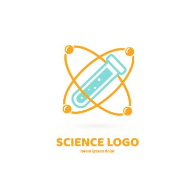 Vektör tasarım logo laboratuvarı. Molekül piktogram, kimya soyut simgesi