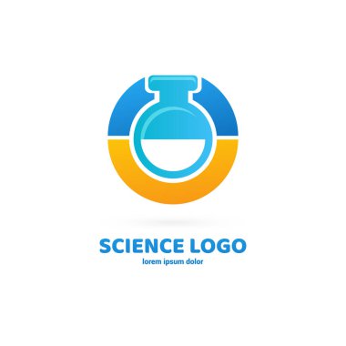 Vektör tasarım logo laboratuvarı. Molekül piktogram, kimya soyut simgesi