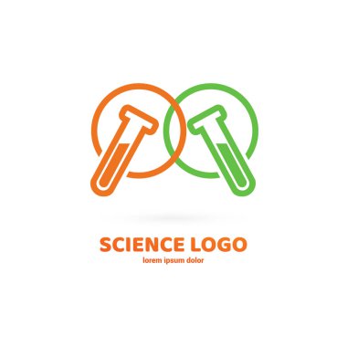 Vektör tasarım logo laboratuvarı. Molekül piktogram, kimya soyut simgesi