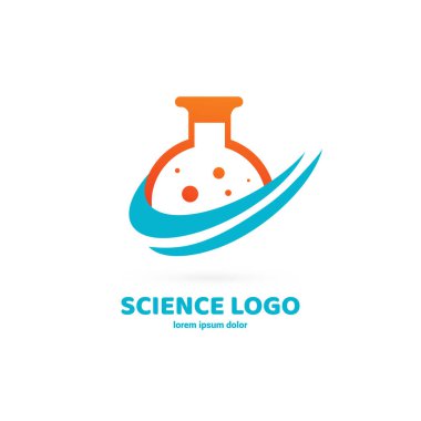 Vektör tasarım logo laboratuvarı. Molekül piktogram, kimya soyut simgesi