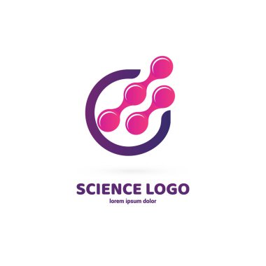 Vektör tasarım logo laboratuvarı. Molekül piktogram, kimya soyut simgesi