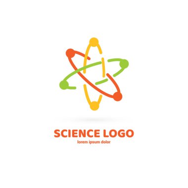 Vektör tasarım logo laboratuvarı. Molekül piktogram, kimya soyut simgesi