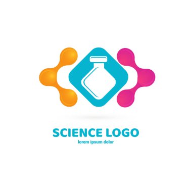 Vektör tasarım logo laboratuvarı. Molekül piktogram, kimya soyut simgesi