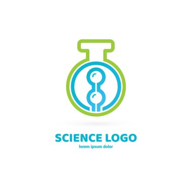 Vektör tasarım logo laboratuvarı. Molekül piktogram, kimya soyut simgesi