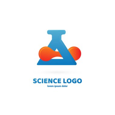 Vektör tasarım logo laboratuvarı. Molekül piktogram, kimya soyut simgesi