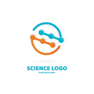 Vektör tasarım logo laboratuvarı. Molekül piktogram, kimya soyut simgesi