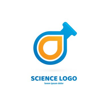 Vektör tasarım logo laboratuvarı. Molekül piktogram, kimya soyut simgesi
