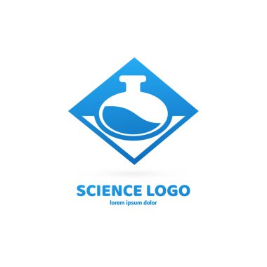 Vektör tasarım logo laboratuvarı. Molekül piktogram, kimya soyut simgesi
