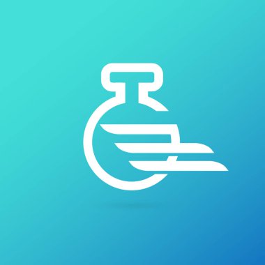 Vektör tasarım logo laboratuvarı. Molekül piktogram, kimya soyut simgesi