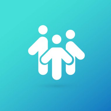 İllüstrasyon tasarımı logo iş takım sembolü. Vektör mutlu adam web simgesi.