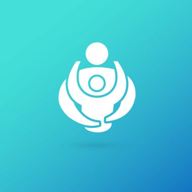 İllüstrasyon tasarımı logo iş takım sembolü. Vektör mutlu adam web simgesi.