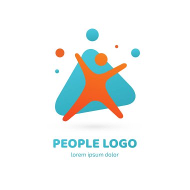İllüstrasyon tasarımı logo iş takım sembolü. Vektör mutlu adam web simgesi.