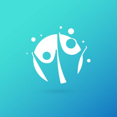 İllüstrasyon tasarımı logo iş takım sembolü. Vektör mutlu adam web simgesi.