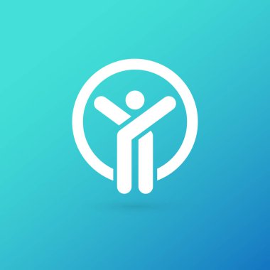 İllüstrasyon tasarımı logo iş takım sembolü. Vektör mutlu adam web simgesi.