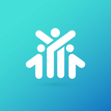 İllüstrasyon tasarımı logo iş aile sembolü. Vektör mutlu adam web simgesi.