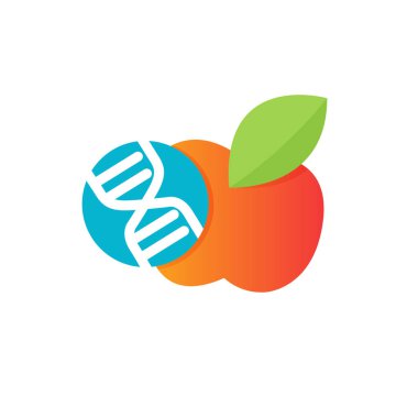 Vektör tasarım simgesi kulak ve dna. GDO'lu ürün piktogram.