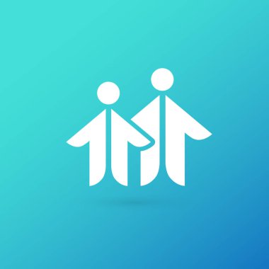 İllüstrasyon tasarımı logo iş takım sembolü. Vektör mutlu adam web simgesi.