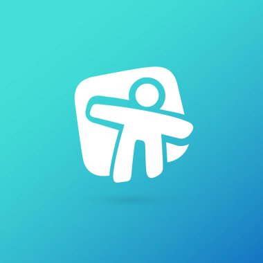 İllüstrasyon tasarımı logo iş takım sembolü. Vektör mutlu adam web simgesi.